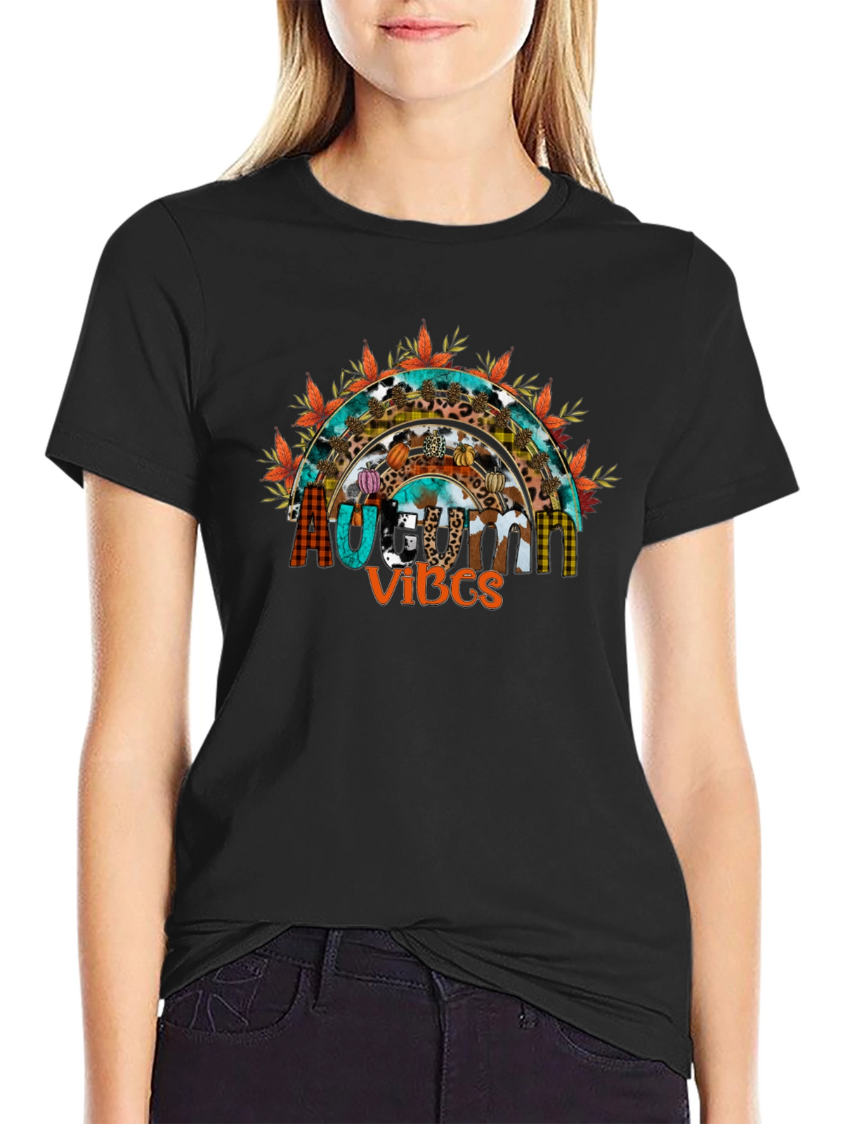 Autumn Vibes T-Shirt - Fall Season Rainbow Graphic Tee