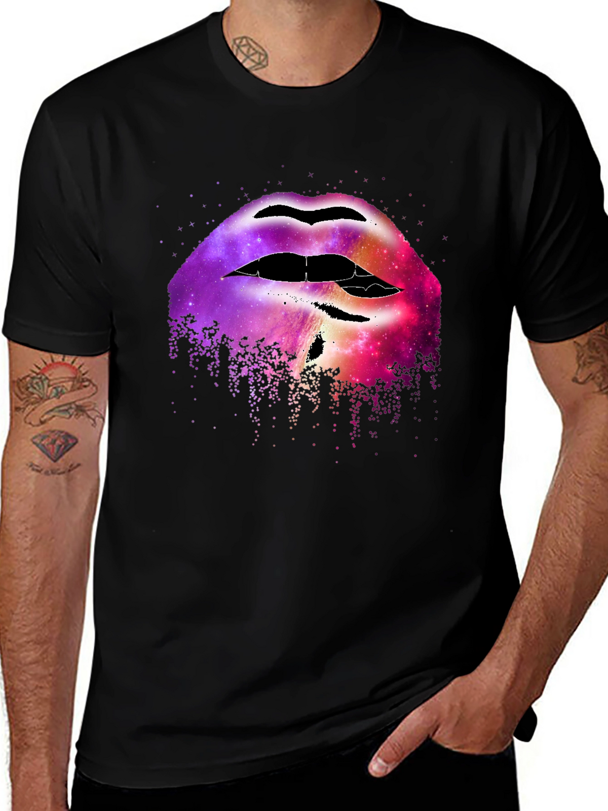 Galaxy Lips Graphic Tee - Unique Fashion Statement