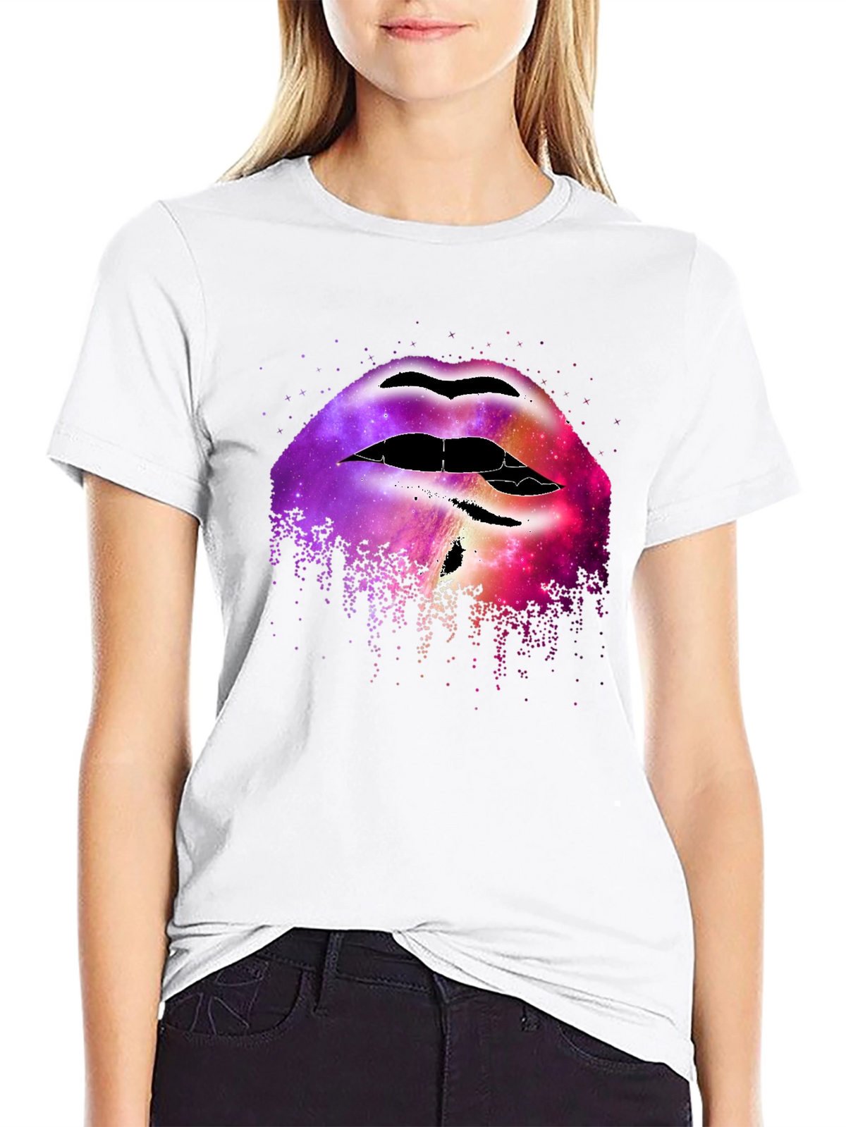 Galaxy Lips Graphic Tee - Unique Fashion Statement