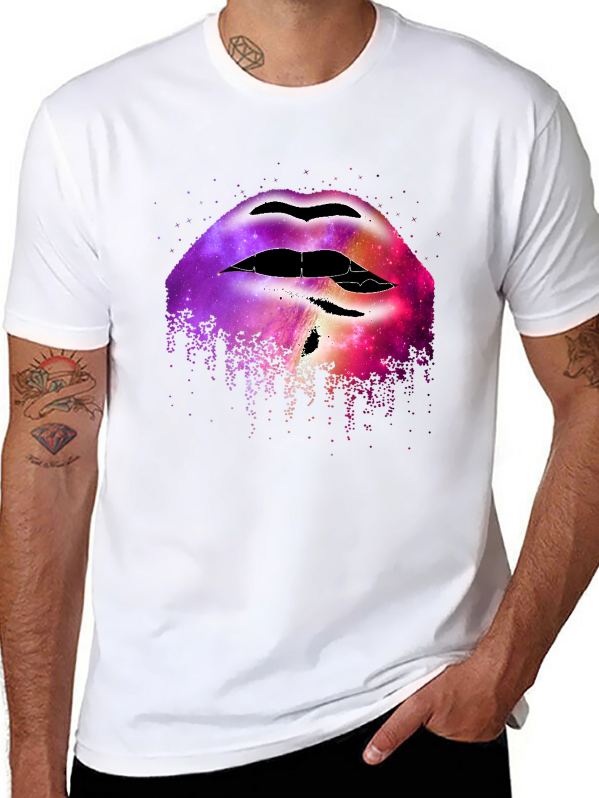 Galaxy Lips Graphic Tee - Unique Fashion Statement