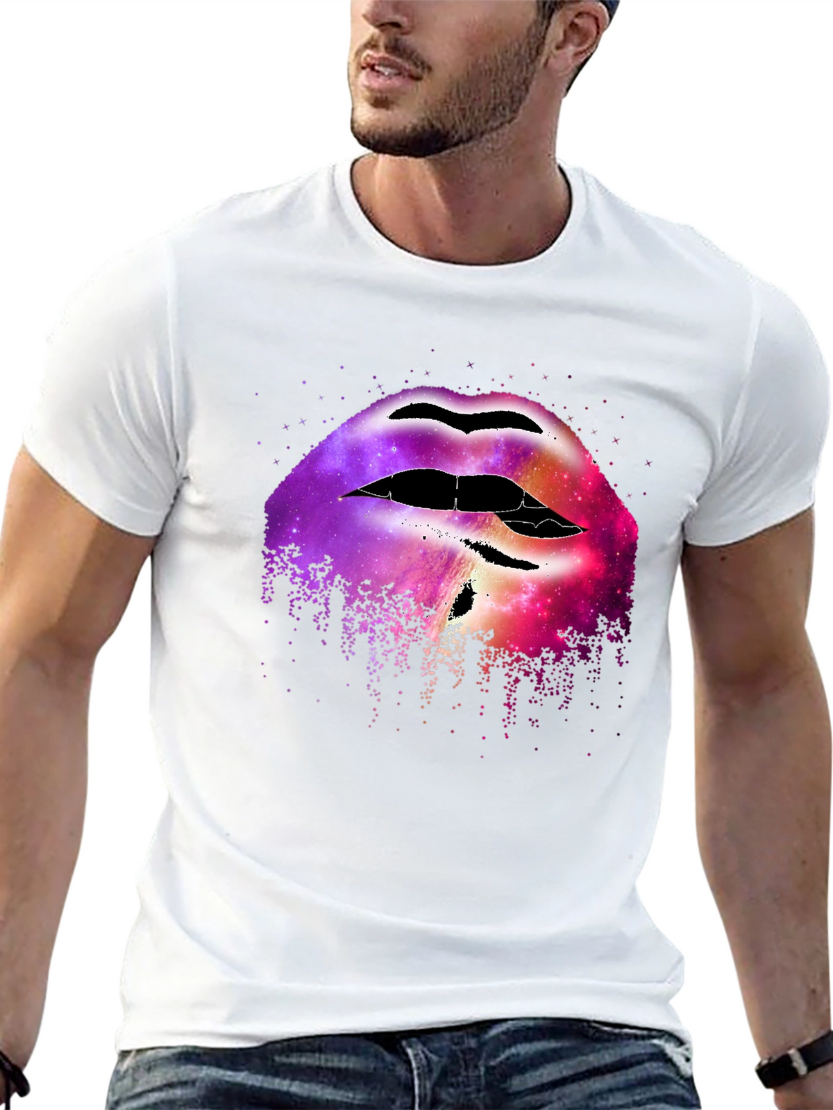 Galaxy Lips Graphic Tee - Unique Fashion Statement