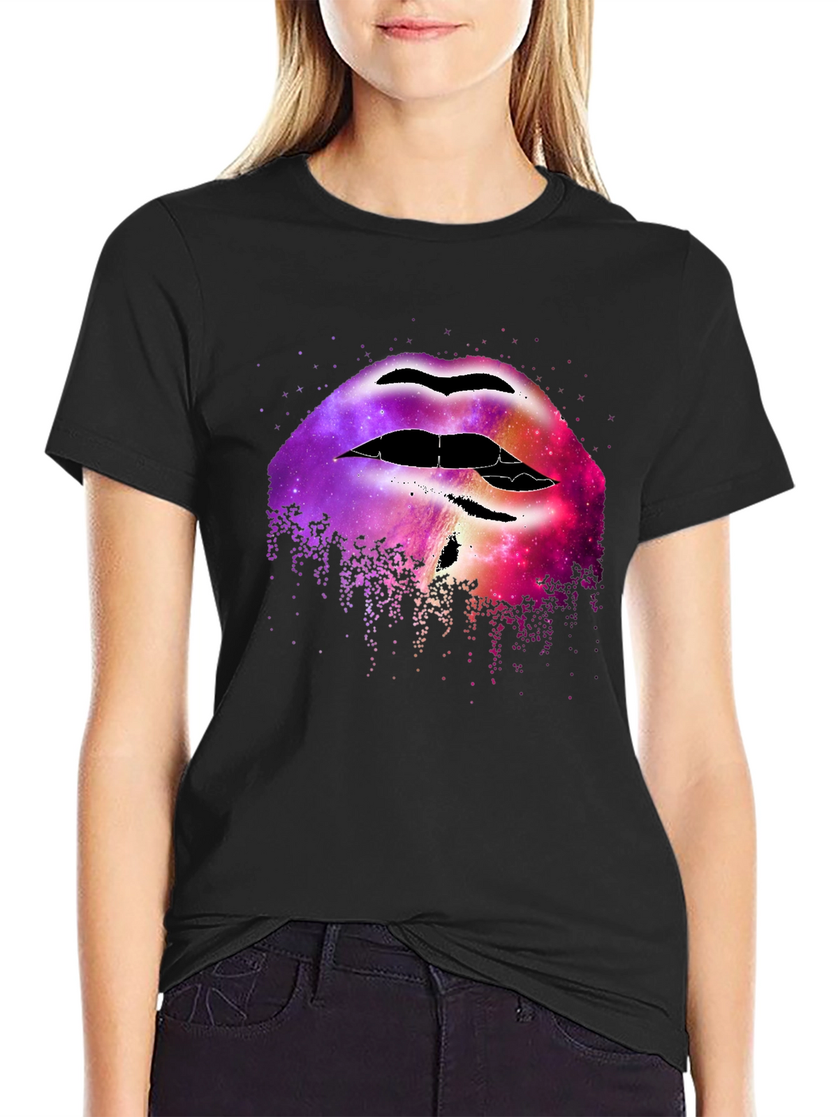 Galaxy Lips Graphic Tee - Unique Fashion Statement