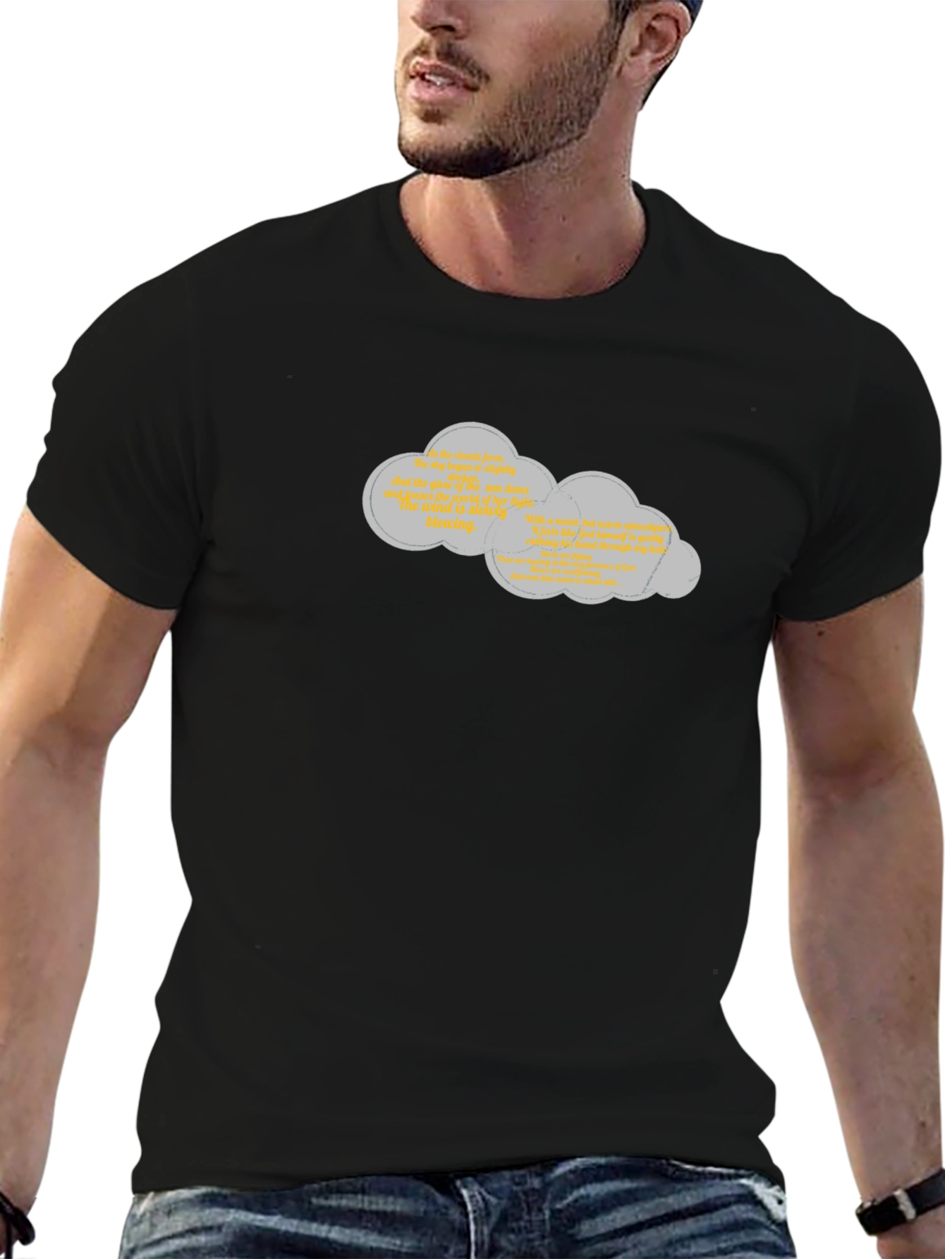 Quirky Cloud Graphic Black T-Shirt
