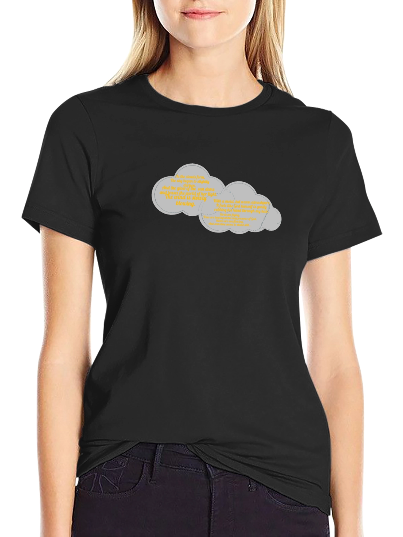 Quirky Cloud Graphic Black T-Shirt