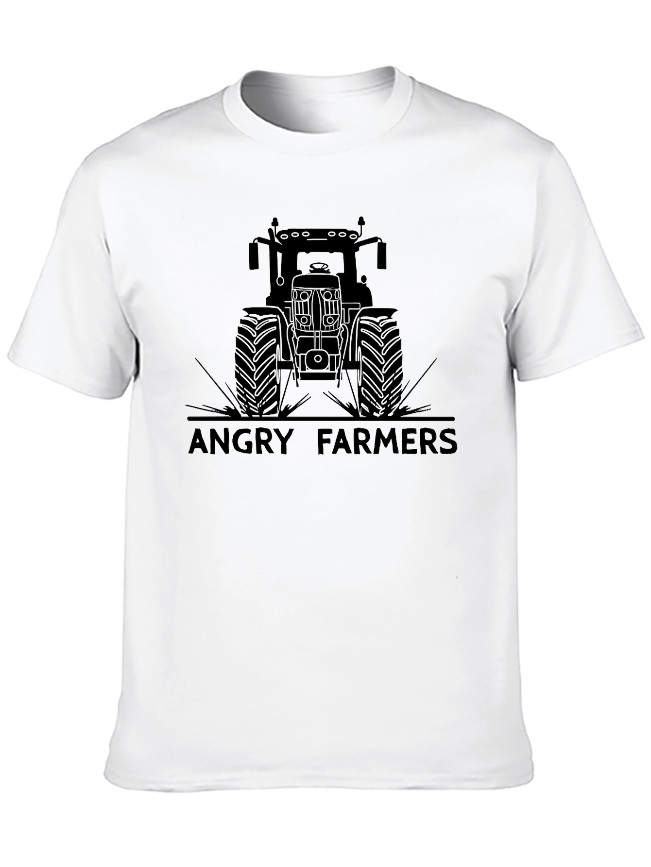 Angry Farmers Tractor Graphic Tee - Black