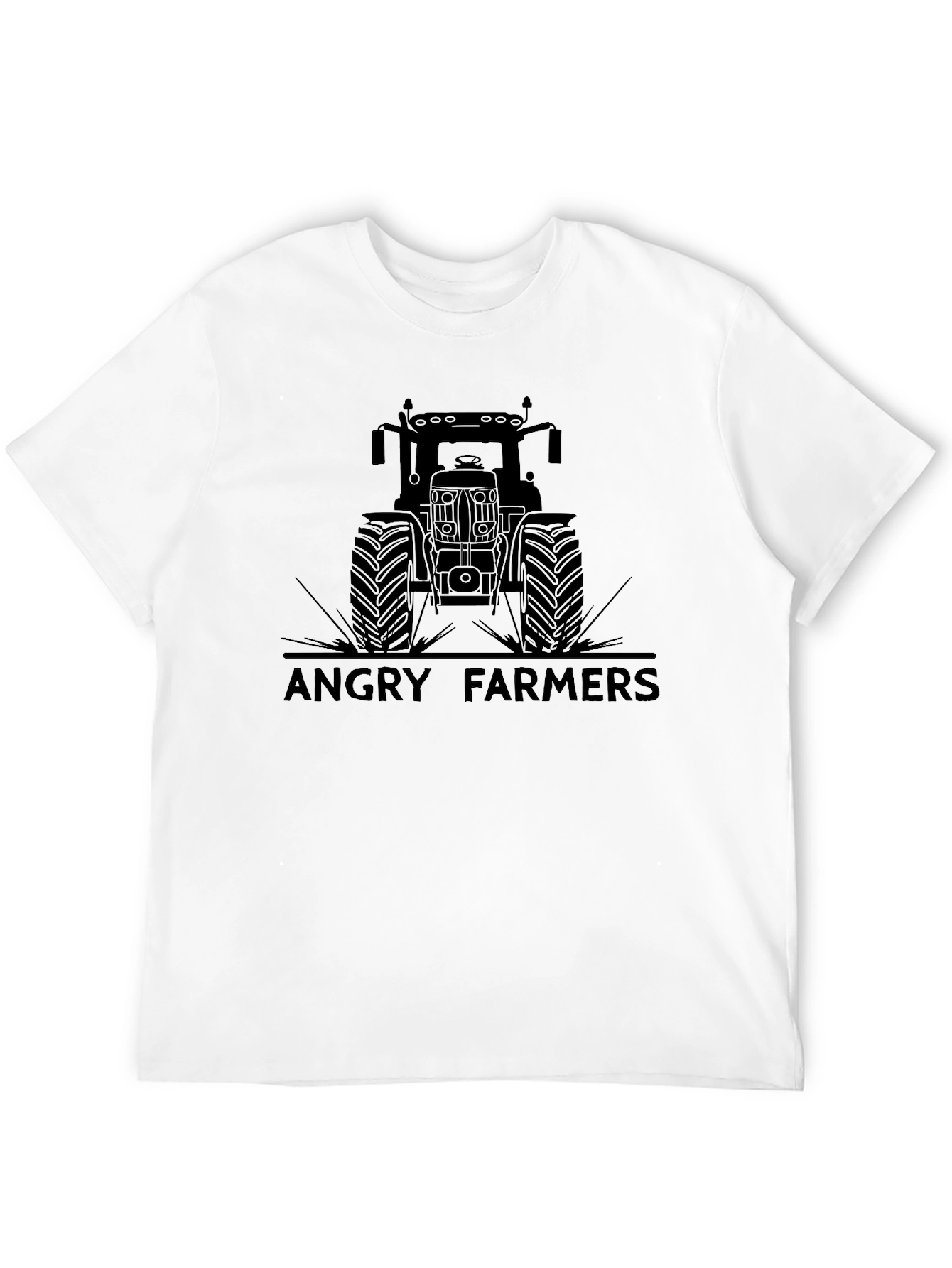 Angry Farmers Tractor Graphic Tee - Black