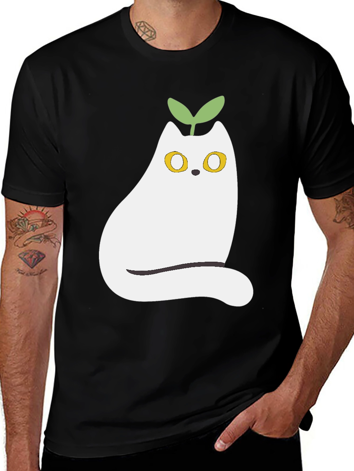 Whimsical Cat Plant T-Shirt - Cute Graphic Tee