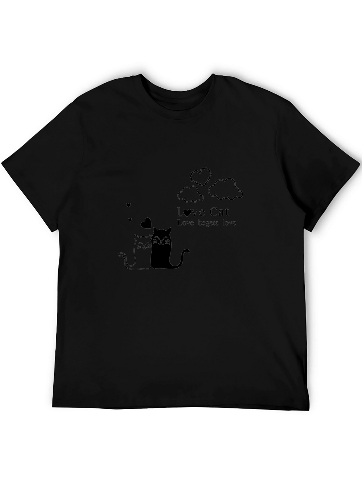 Love Cat Black T-Shirt