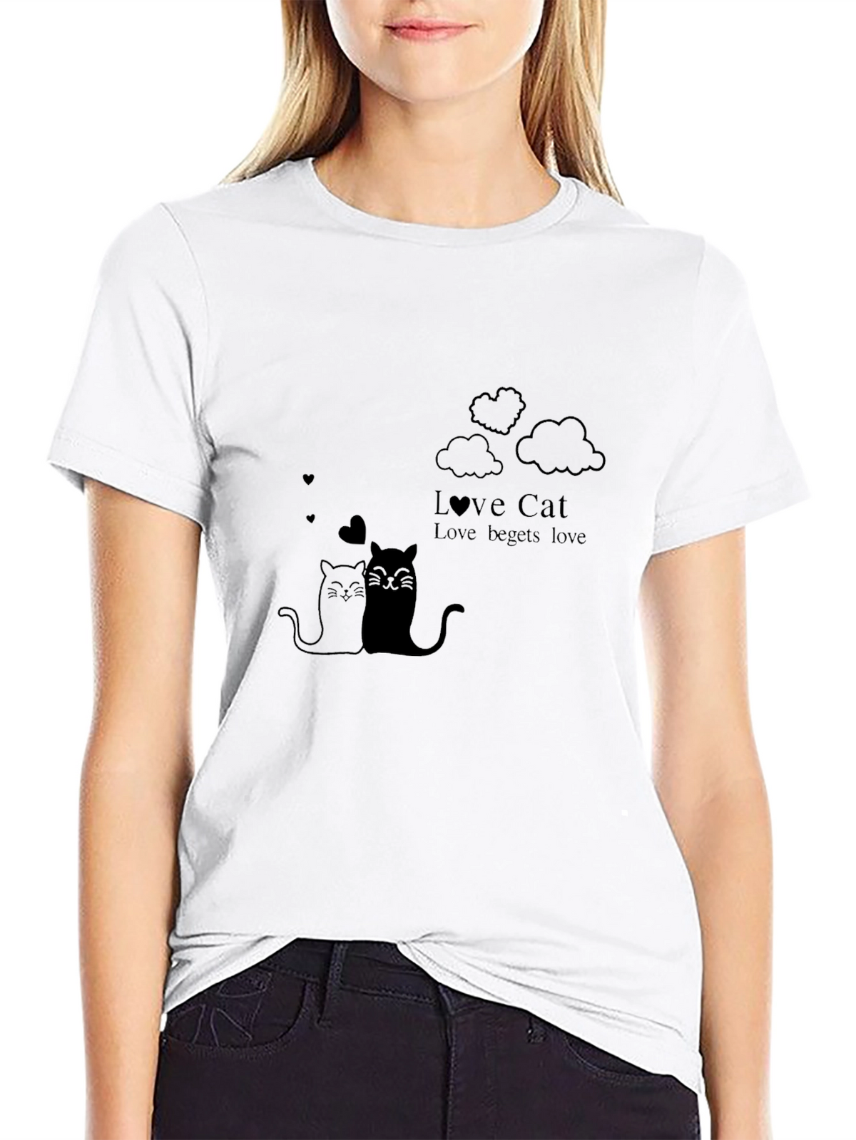 Love Cat Black T-Shirt