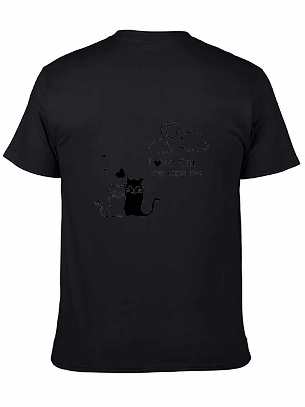 Love Cat Black T-Shirt