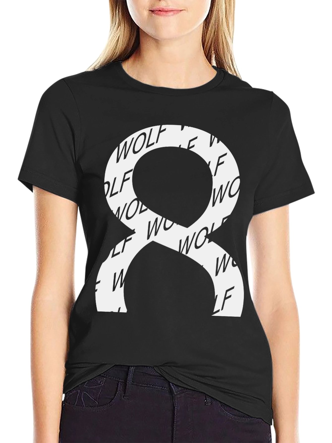 Wolf Graphic Print Black Tee Shirt