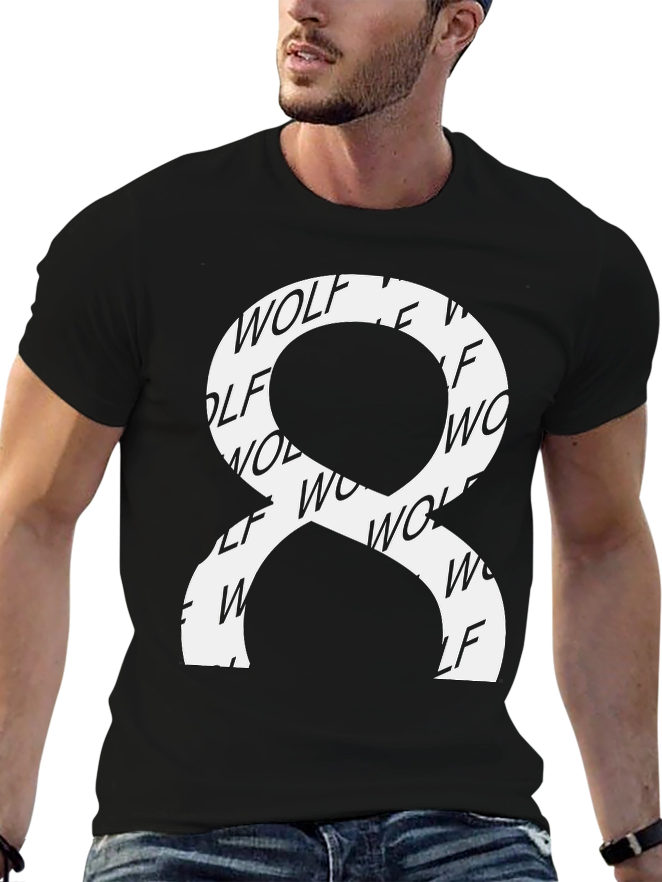 Wolf Graphic Print Black Tee Shirt