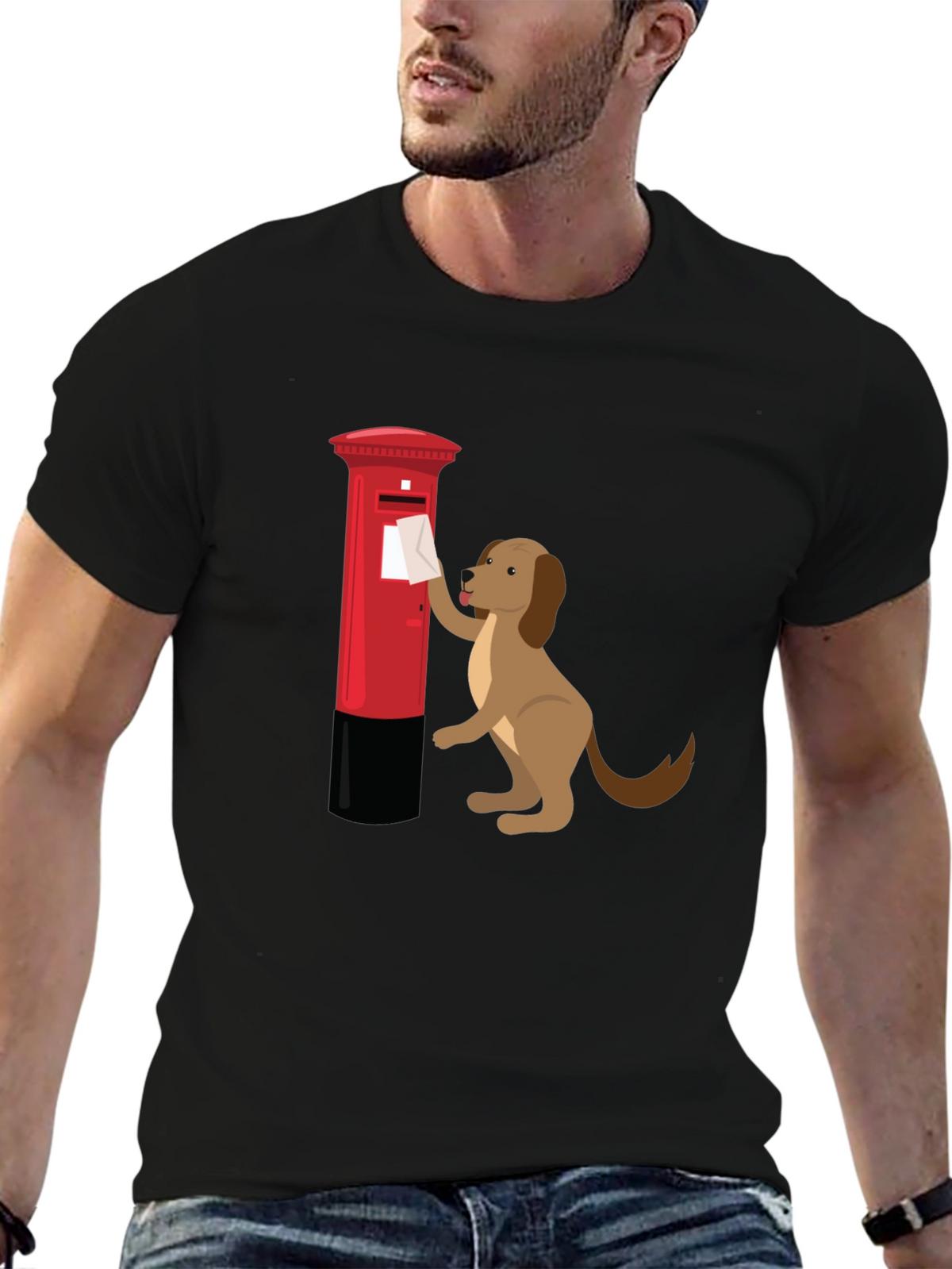 Dog Posting Letter Graphic T-Shirt