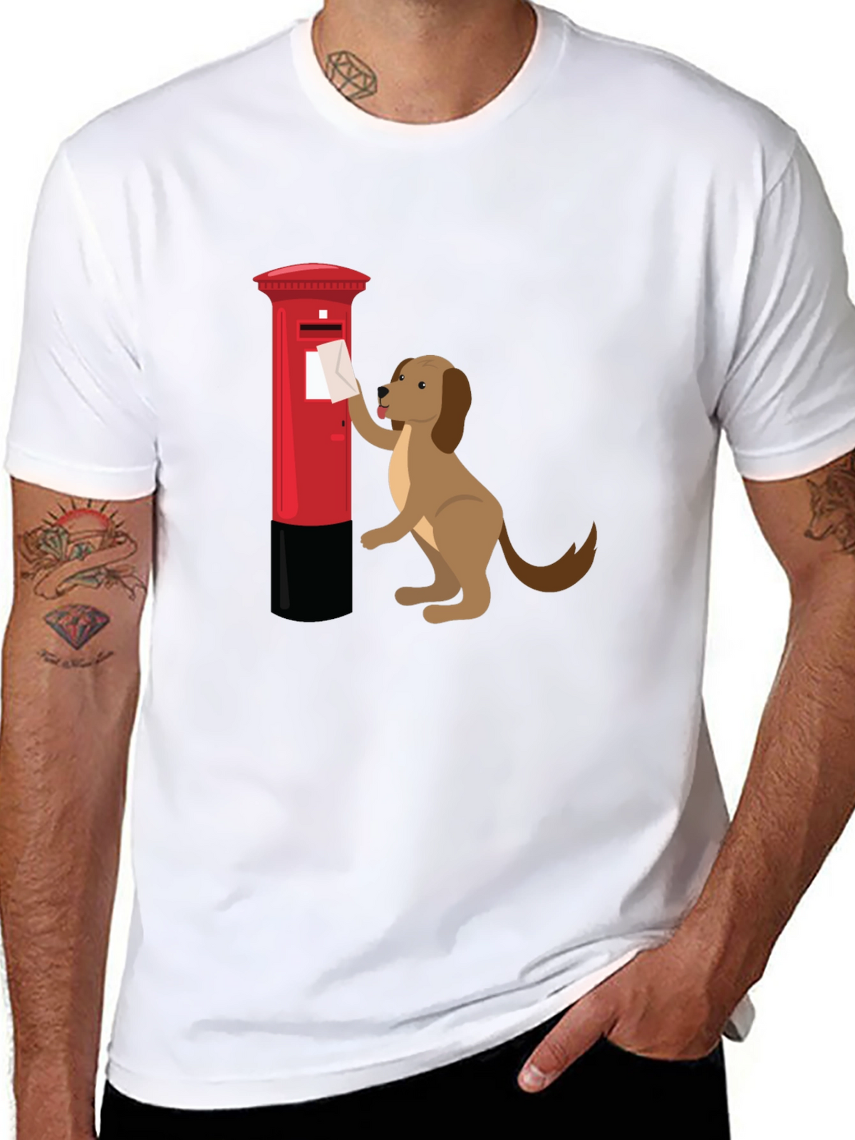 Dog Posting Letter Graphic T-Shirt