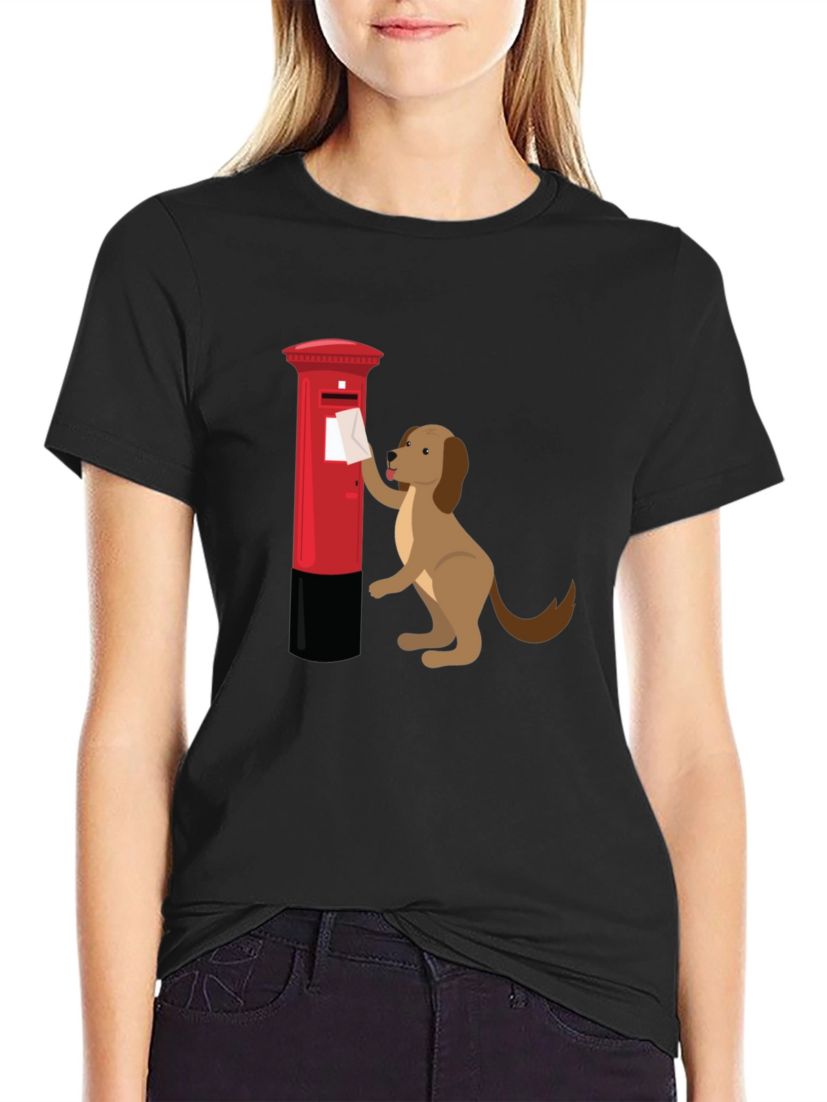 Dog Posting Letter Graphic T-Shirt