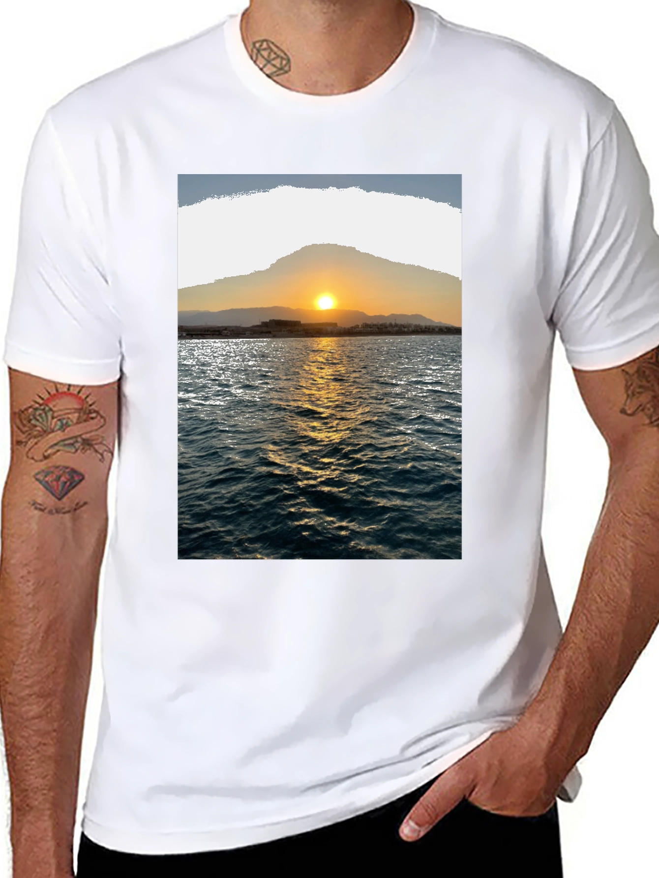 Sunset Seascape Graphic Tee - Premium Cotton