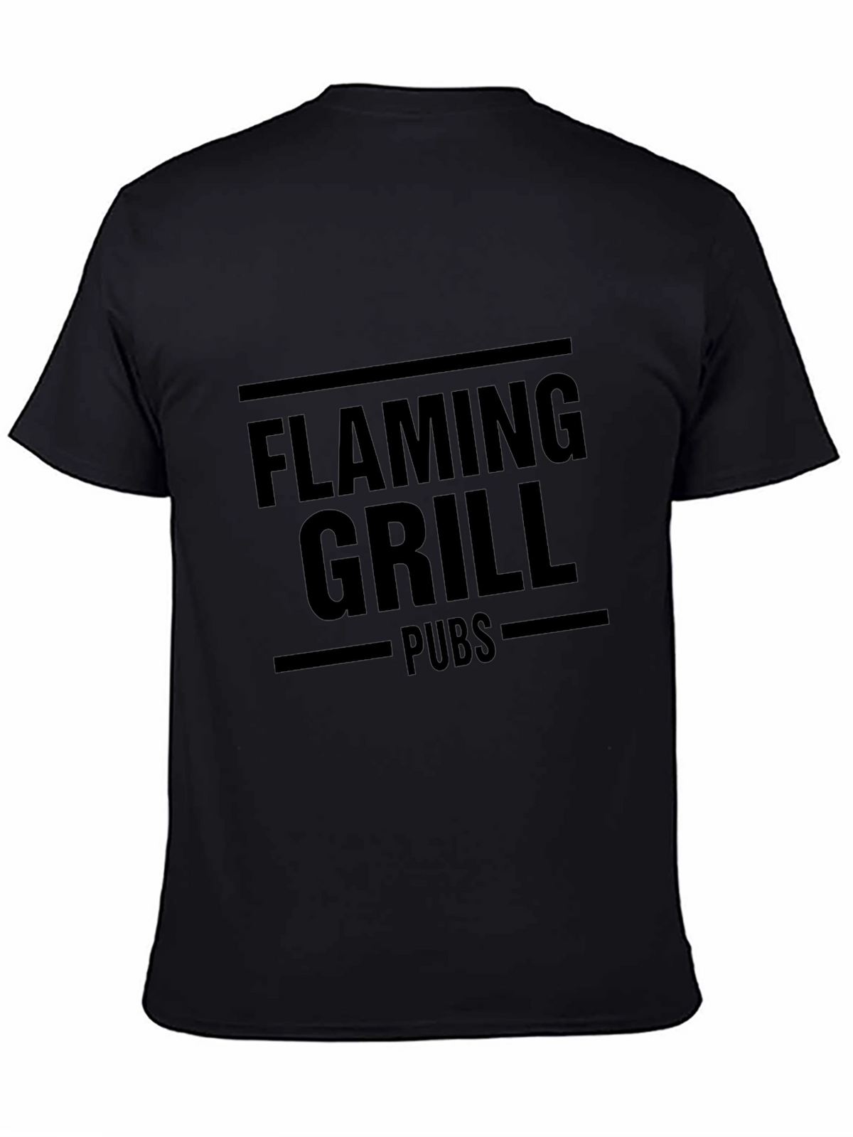 Flaming Grill Pubs Black Graphic T-Shirt