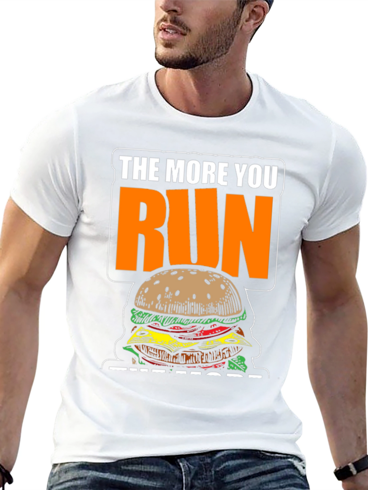 Funny Running Burger T-Shirt: The More You Run!