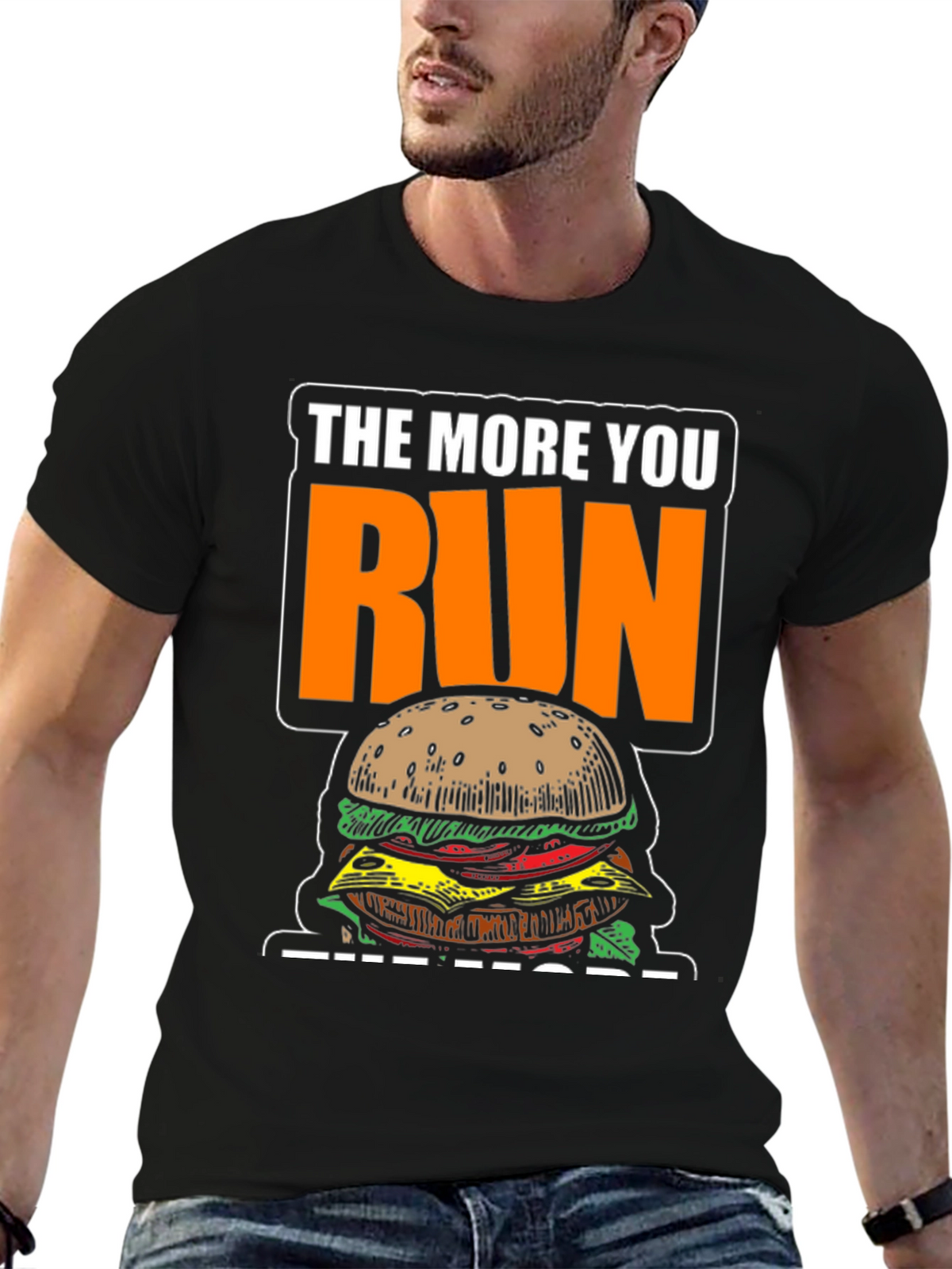 Funny Running Burger T-Shirt: The More You Run!