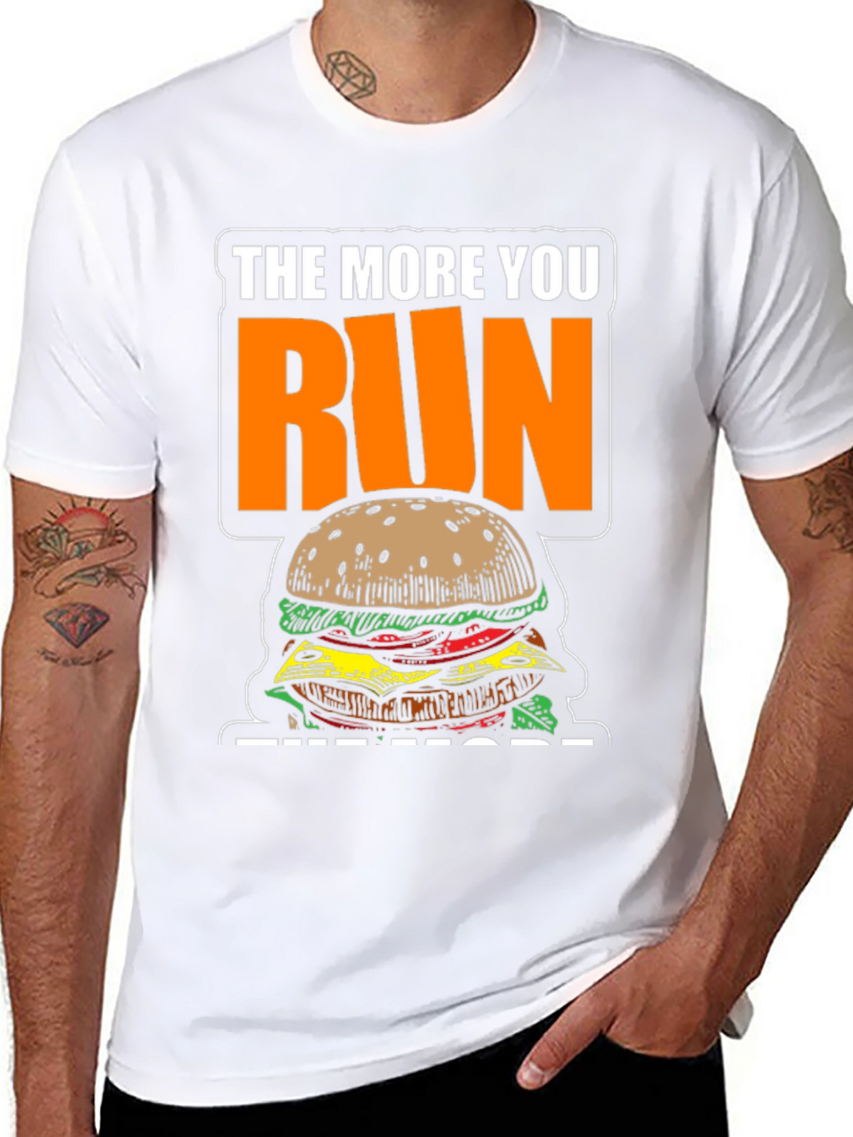 Funny Running Burger T-Shirt: The More You Run!