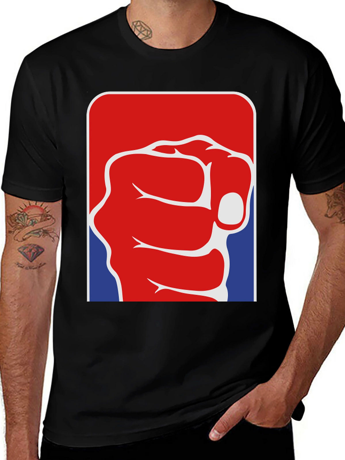 Patriotic Punch Graphic Tee - Bold Fist Design