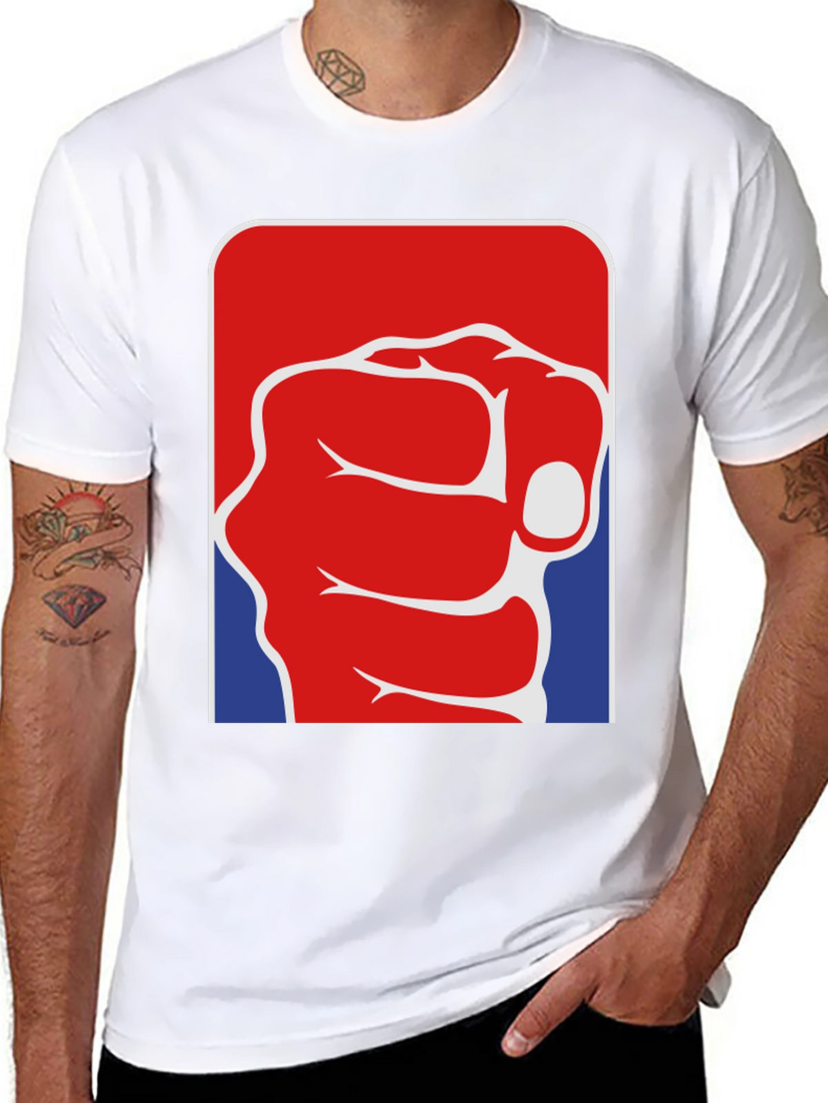 Patriotic Punch Graphic Tee - Bold Fist Design