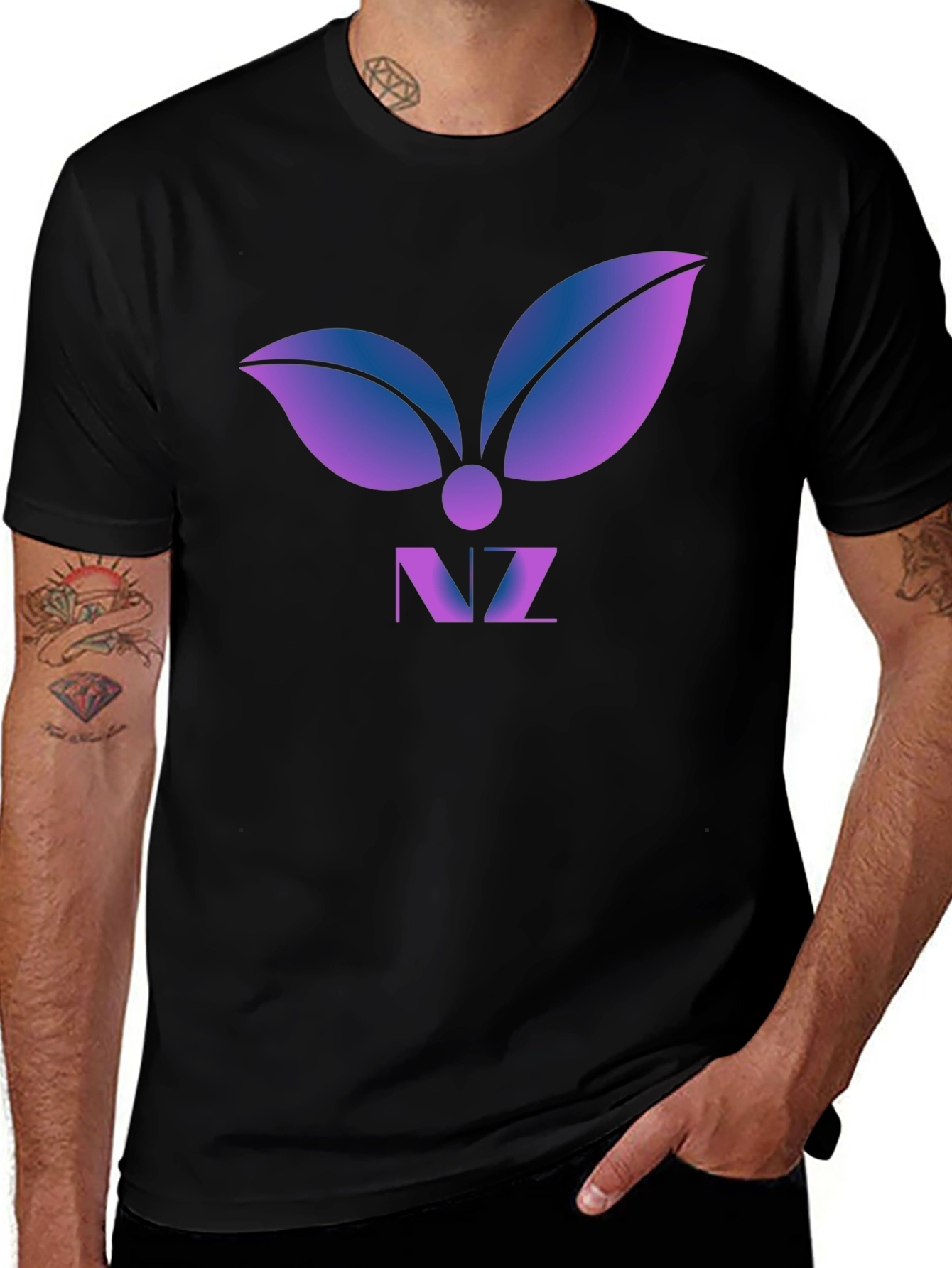 Abstract Leaf Logo Graphic T-Shirt - Modern Design