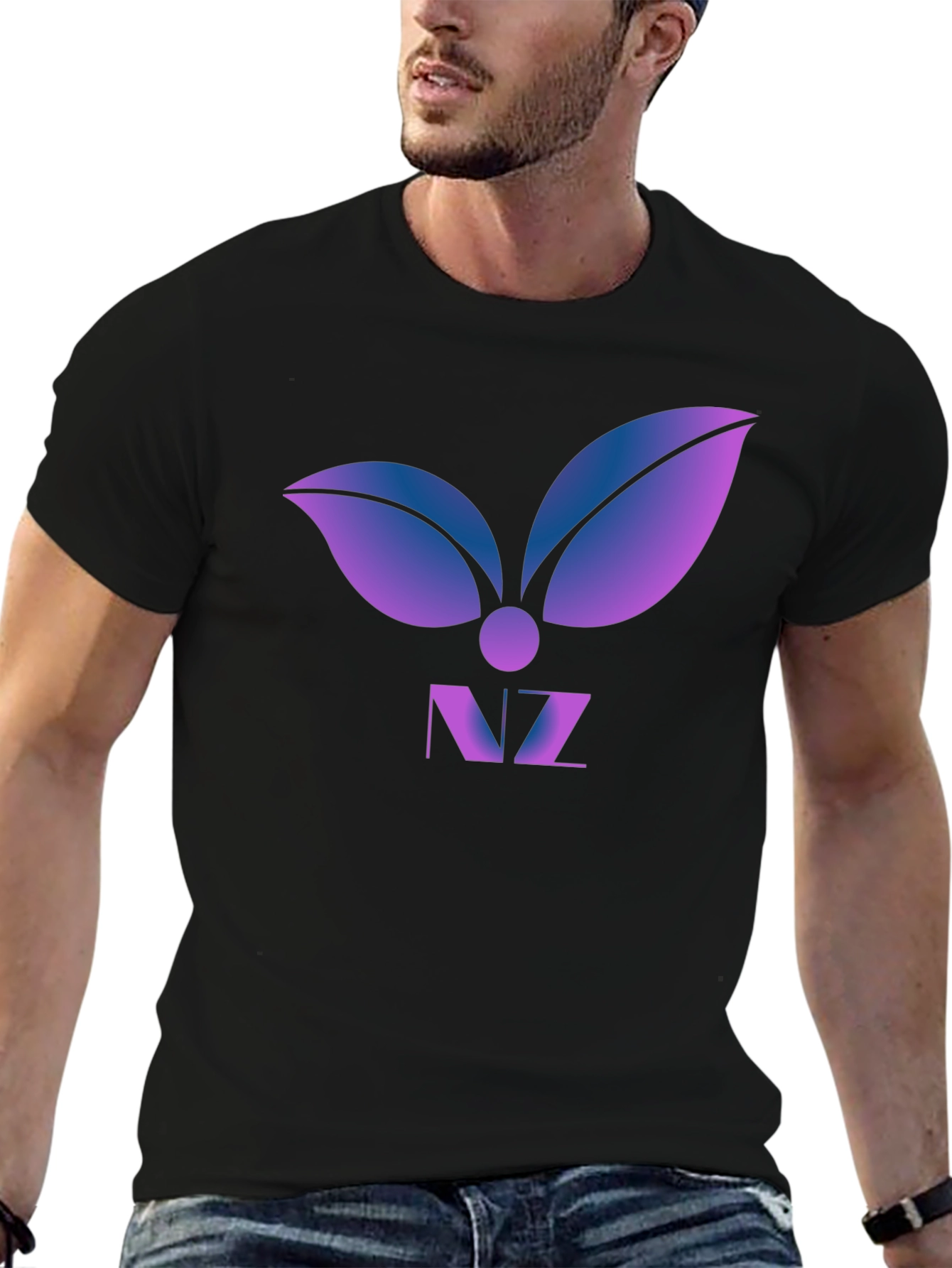 Abstract Leaf Logo Graphic T-Shirt - Modern Design