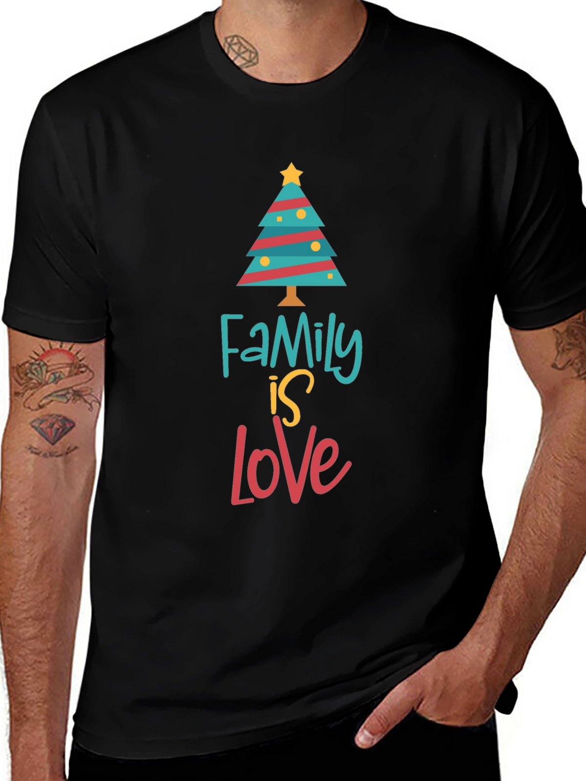 Family Is Love Christmas Tree Holiday T-Shirt