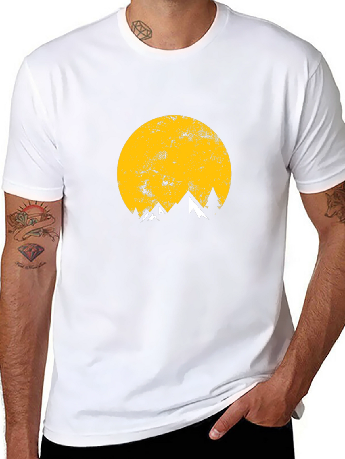 Mountain Moon Graphic Tee - Black Cotton T-Shirt