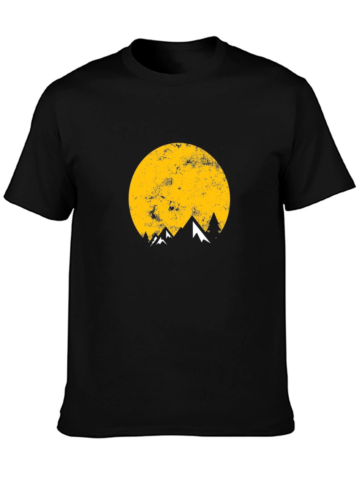 Mountain Moon Graphic Tee - Black Cotton T-Shirt