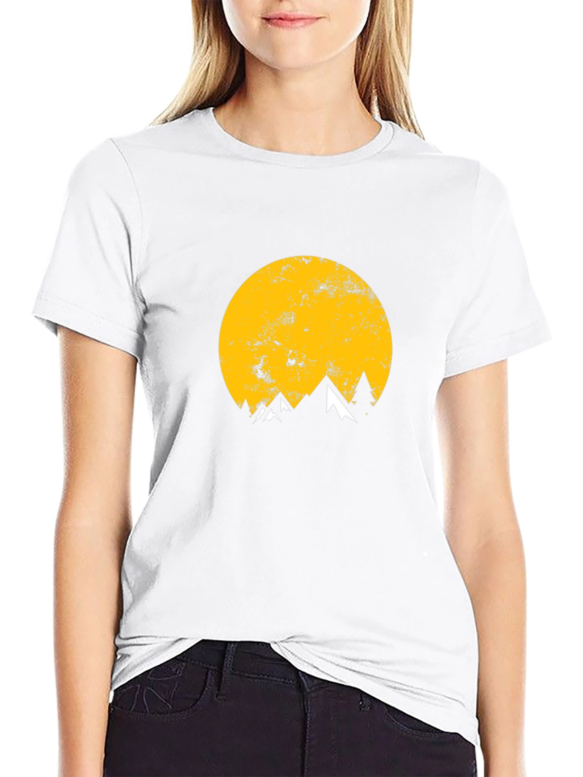 Mountain Moon Graphic Tee - Black Cotton T-Shirt