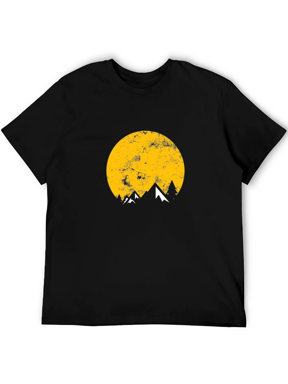 Mountain Moon Graphic Tee - Black Cotton T-Shirt