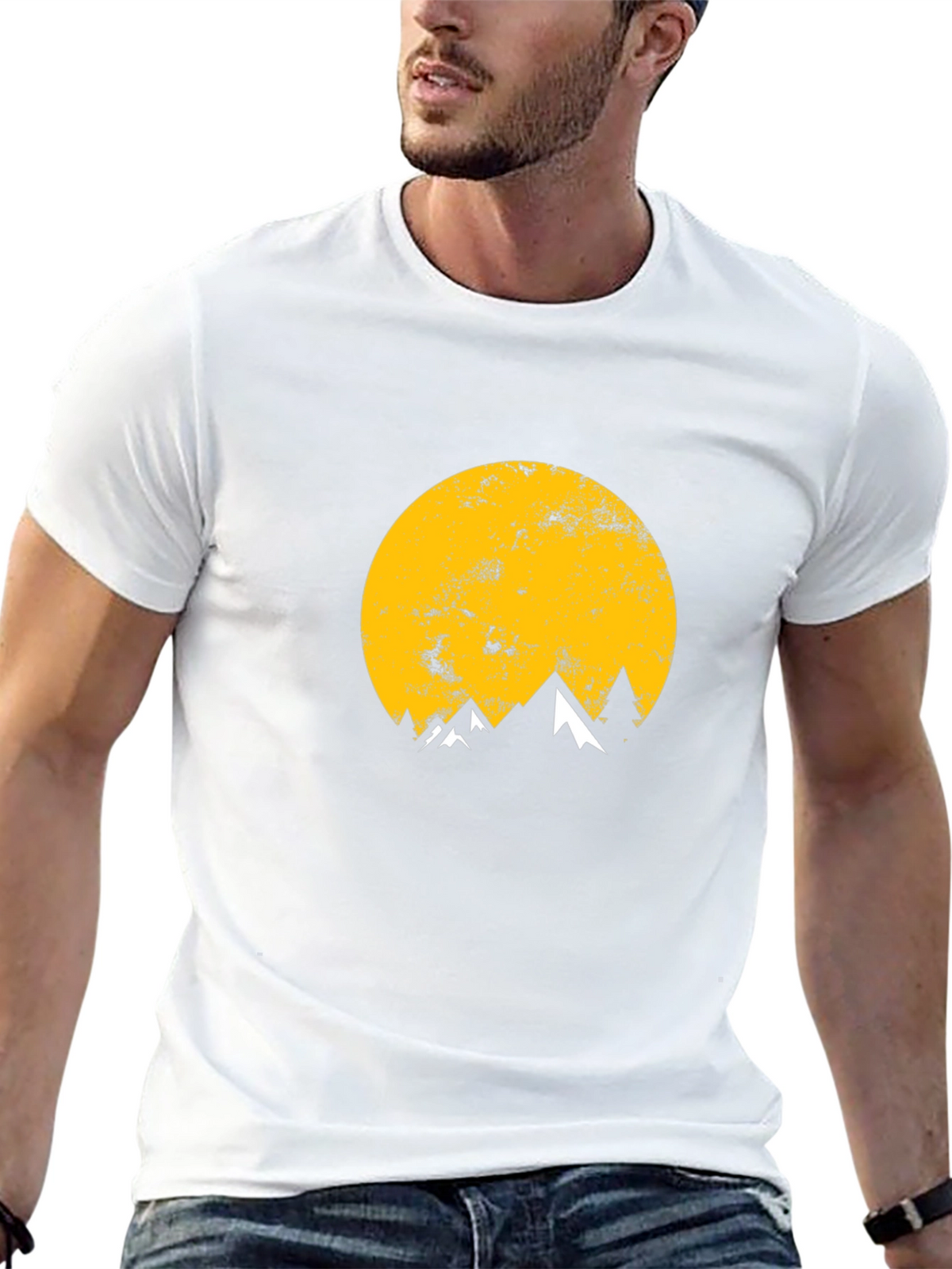 Mountain Moon Graphic Tee - Black Cotton T-Shirt