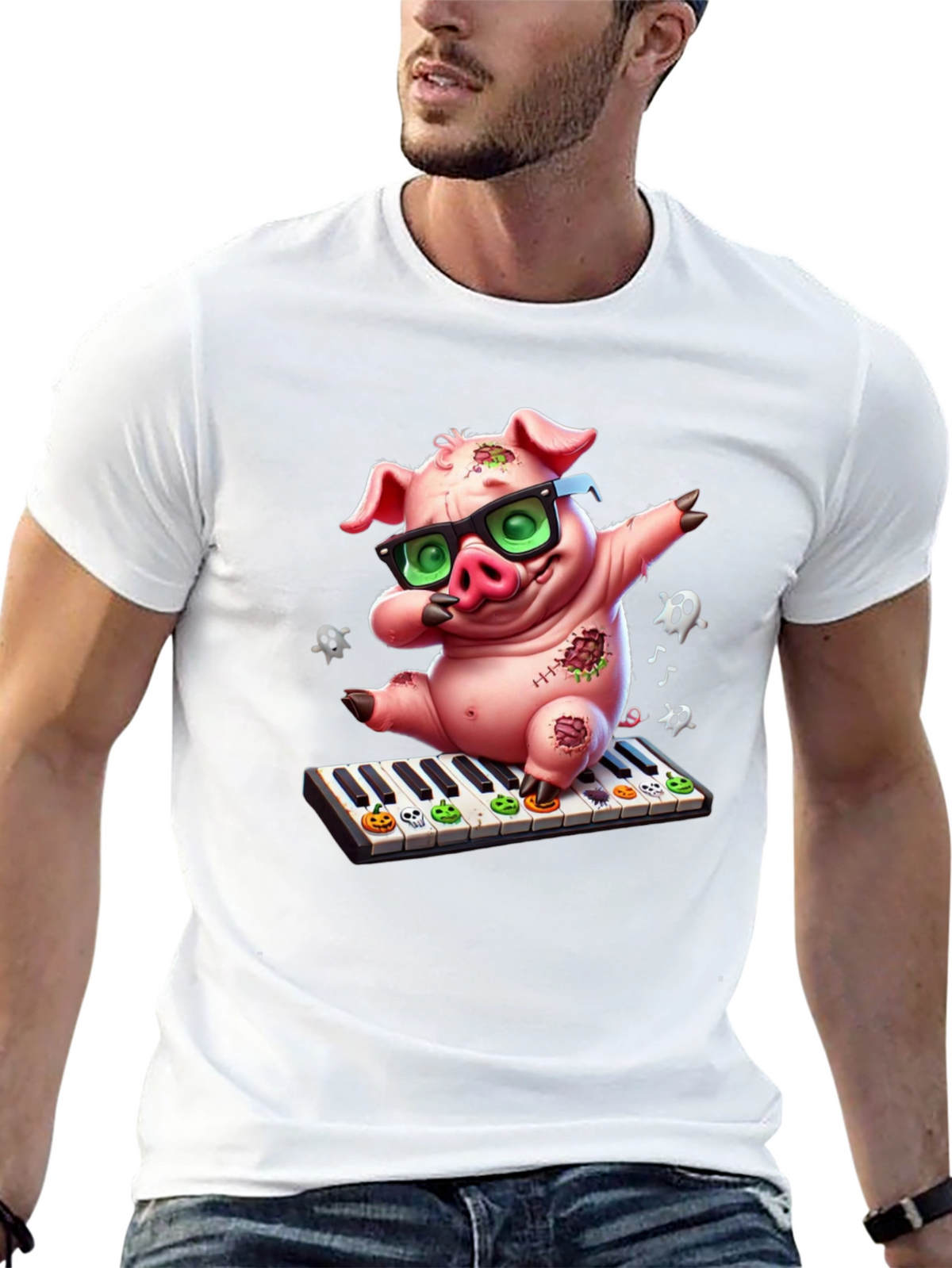 Fun Pig on Piano T-Shirt