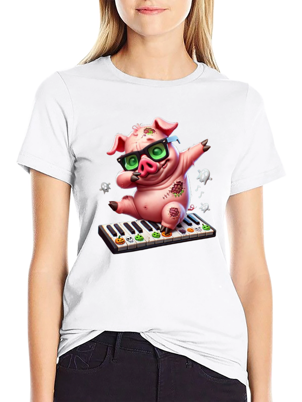 Fun Pig on Piano T-Shirt