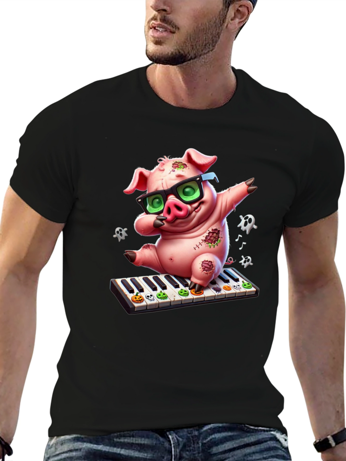 Fun Pig on Piano T-Shirt