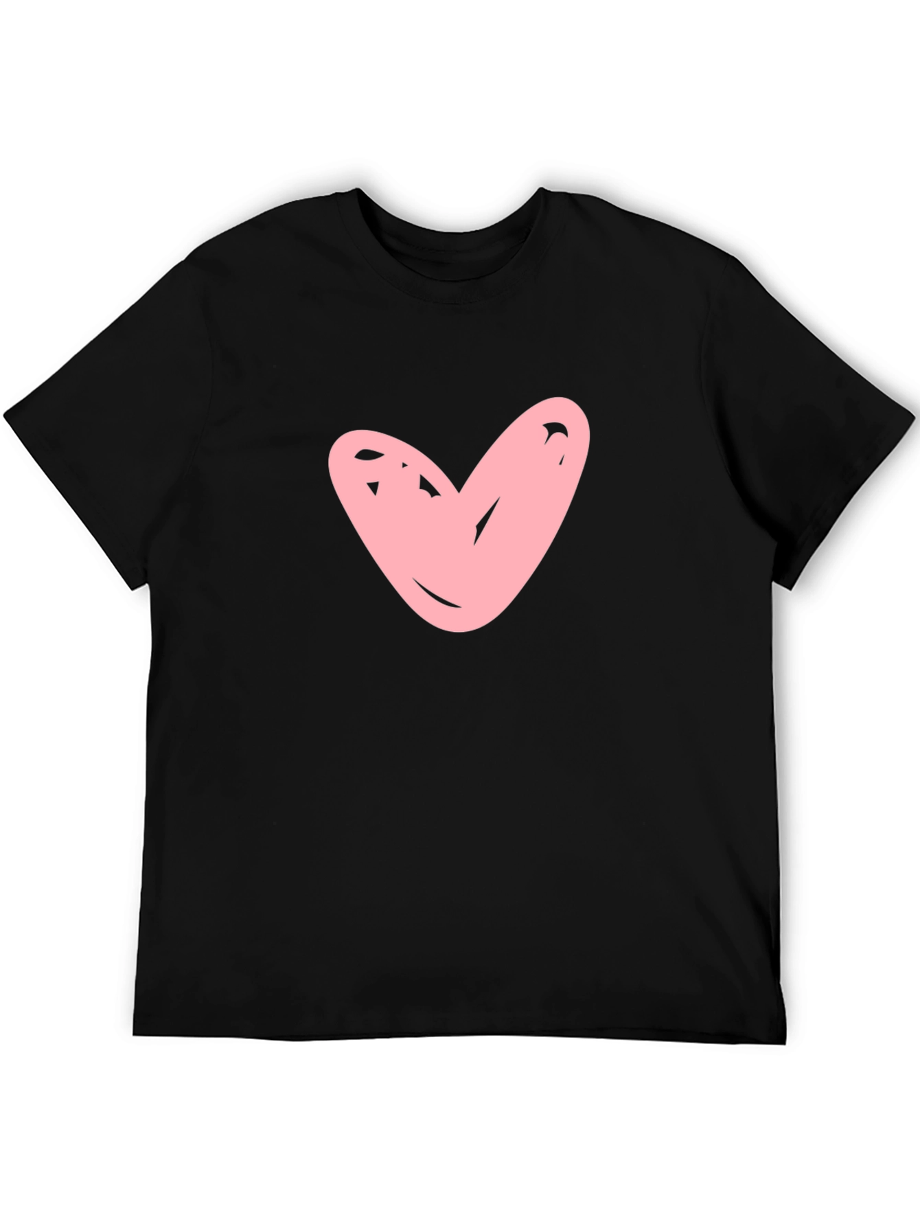 Black T-shirt with Pink Heart Graphic