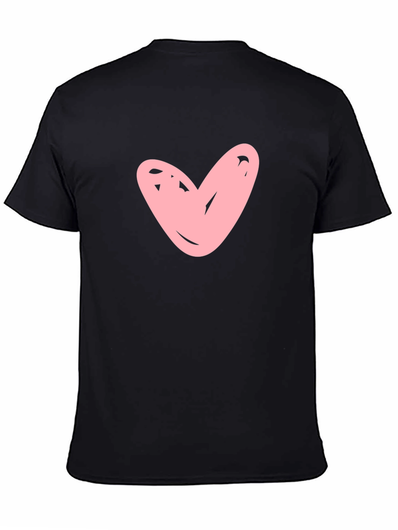 Black T-shirt with Pink Heart Graphic