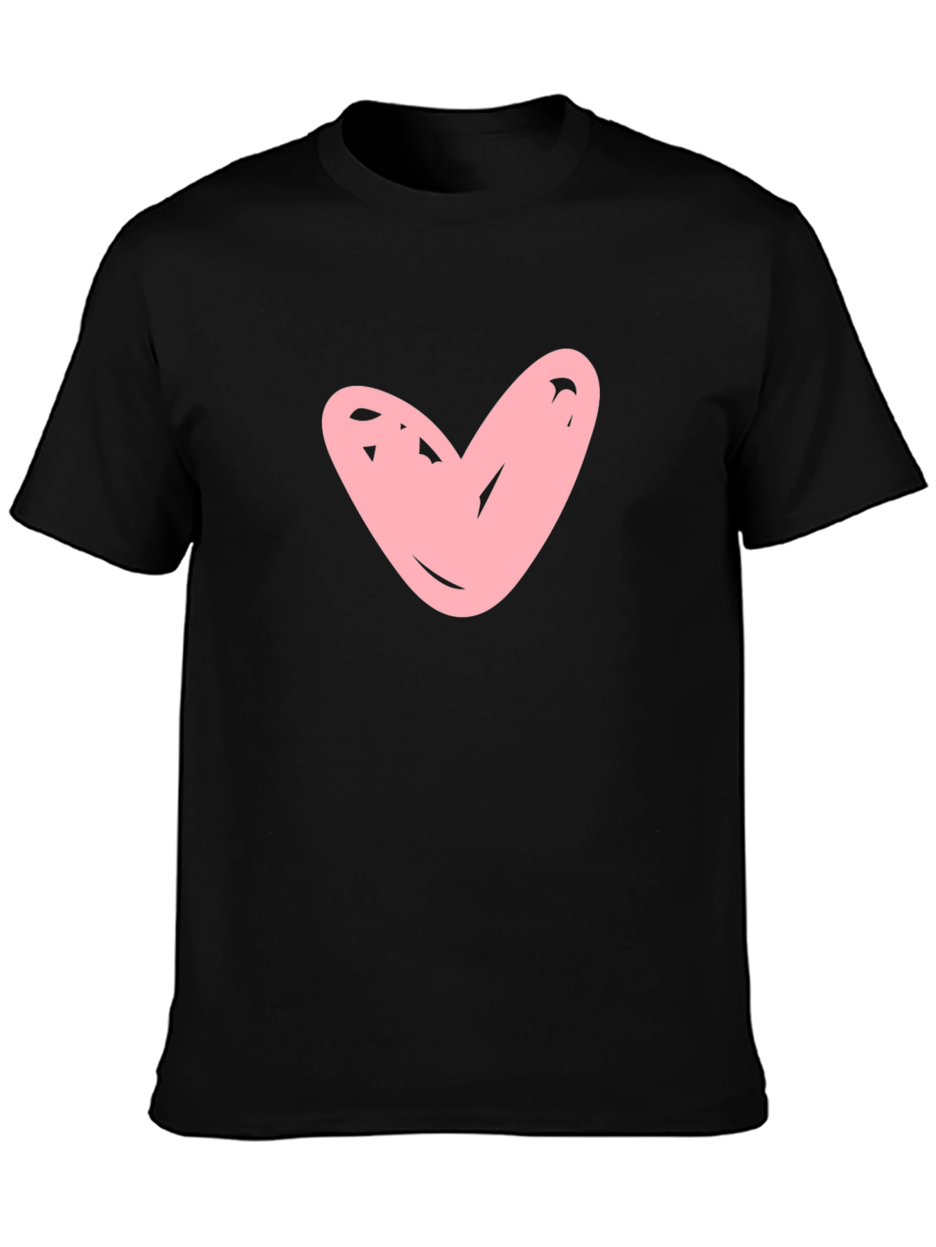 Black T-shirt with Pink Heart Graphic