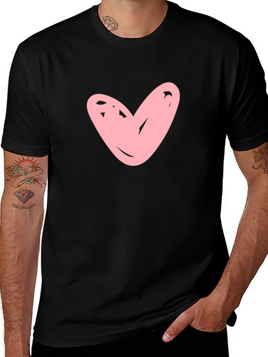 Black T-shirt with Pink Heart Graphic