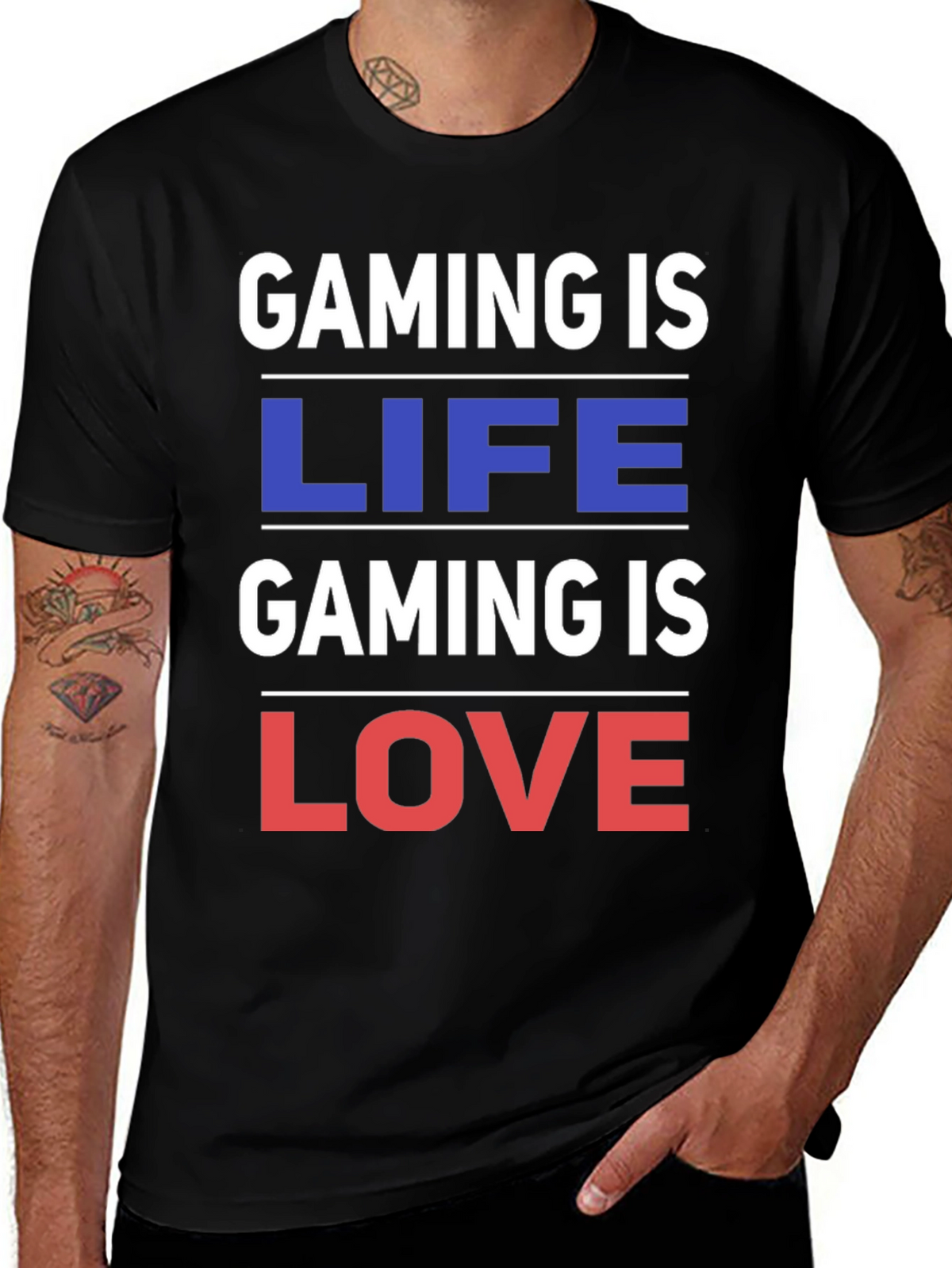 Gaming is Life Gaming is Love - Black T-Shirt
