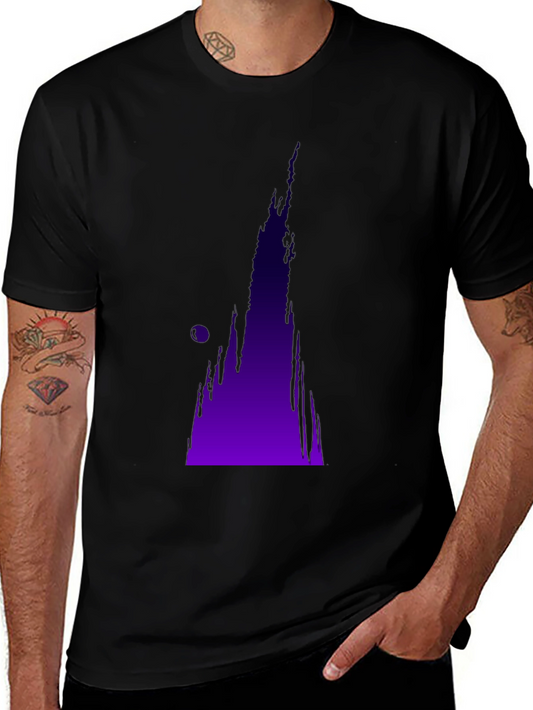 Abstract Purple Drip Design Black T-Shirt