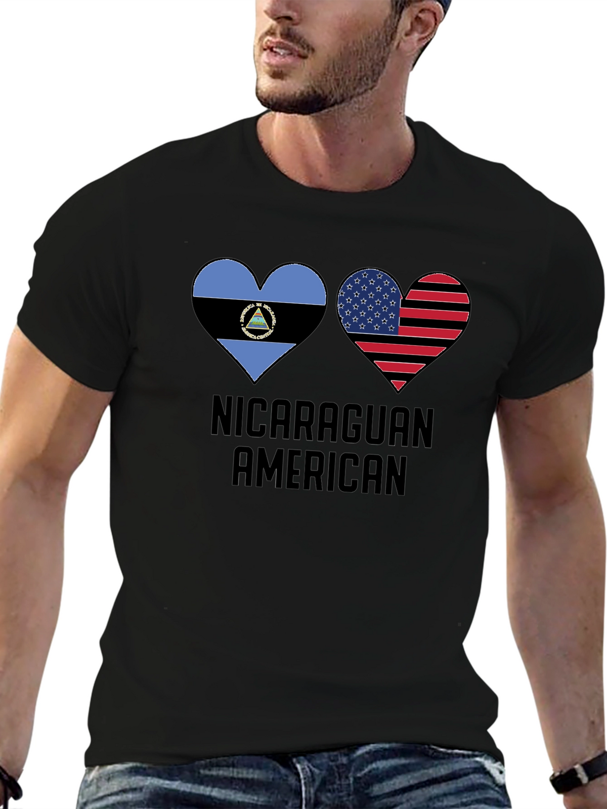 Nicaraguan American Flag Heart T-Shirt