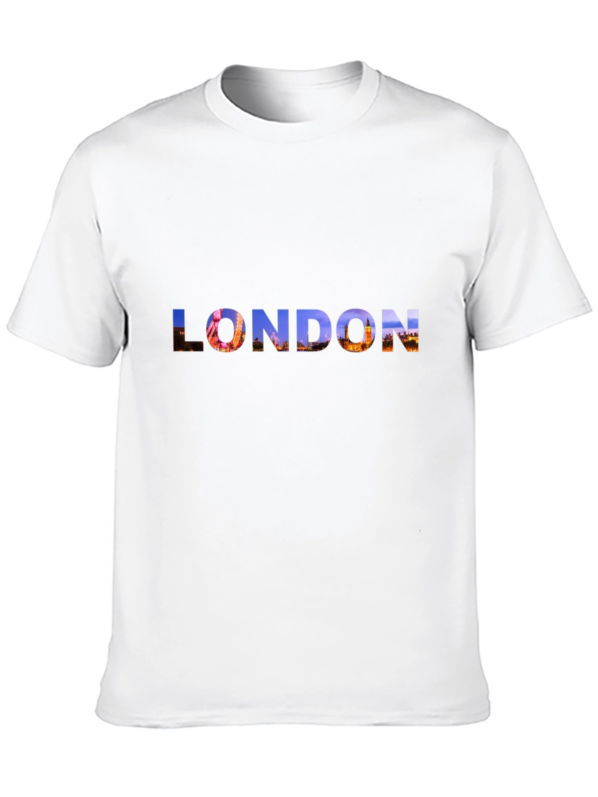 London Skyline Graphic Tee - Black Cotton T-Shirt