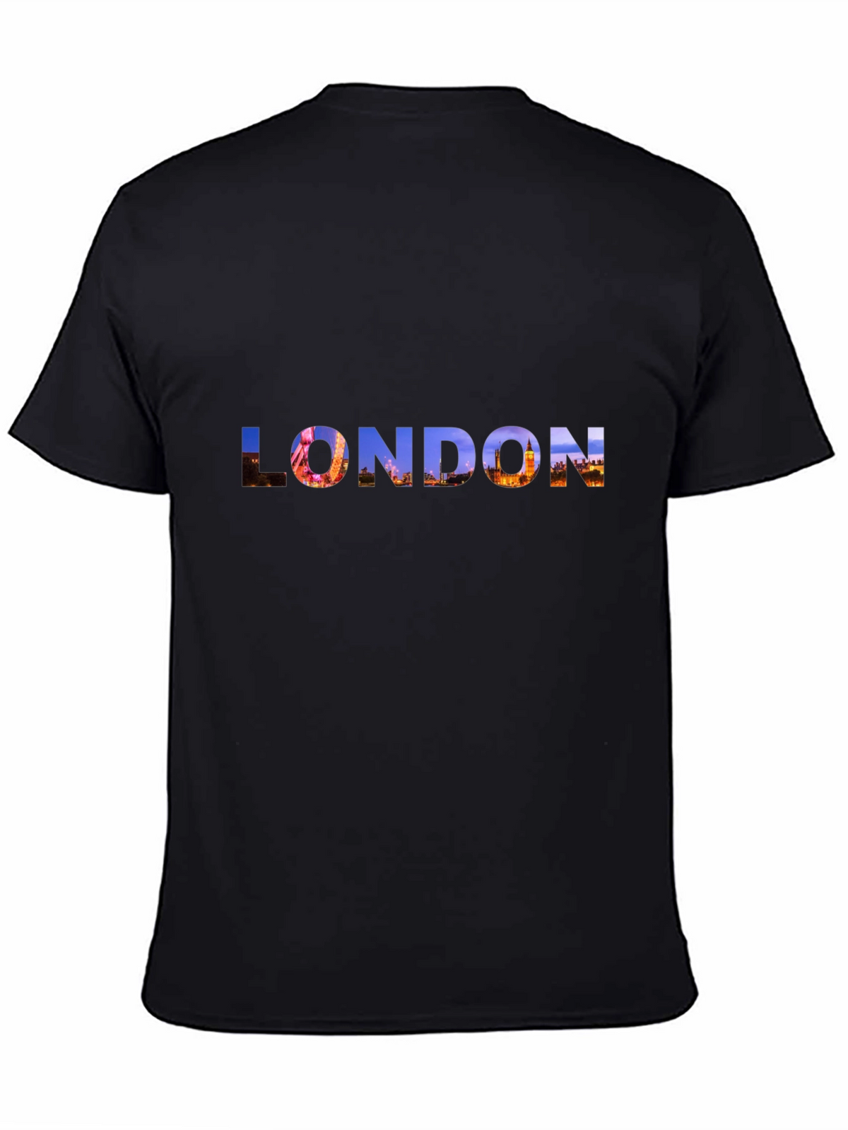 London Skyline Graphic Tee - Black Cotton T-Shirt