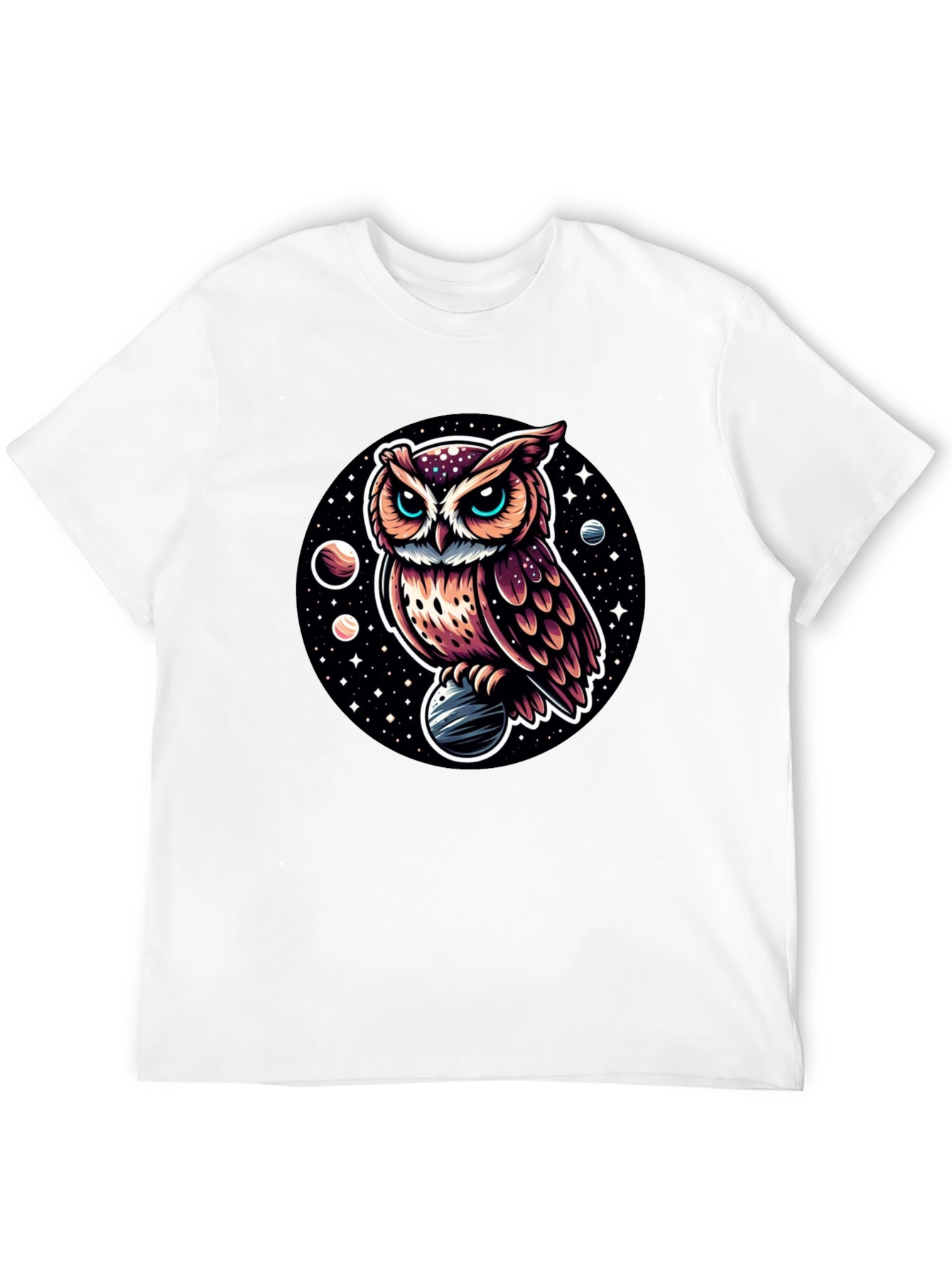 Cosmic Owl Graphic Tee - Black Cotton Blend