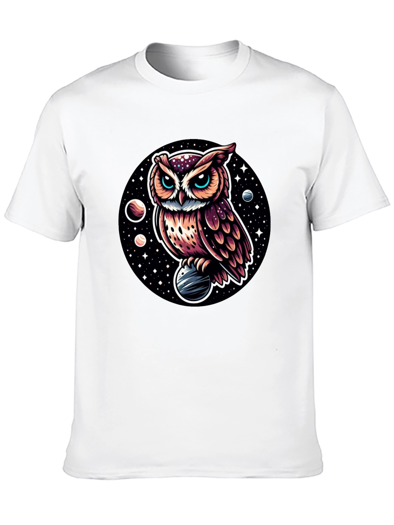 Cosmic Owl Graphic Tee - Black Cotton Blend