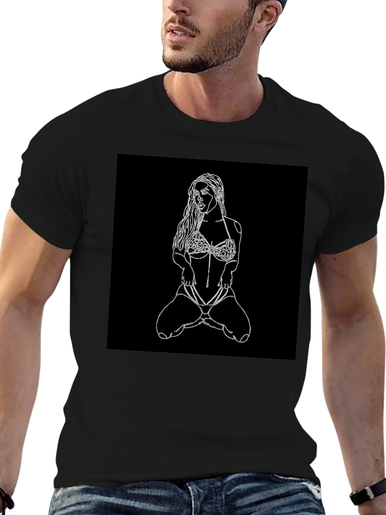 Black T-Shirt with Graphic Design