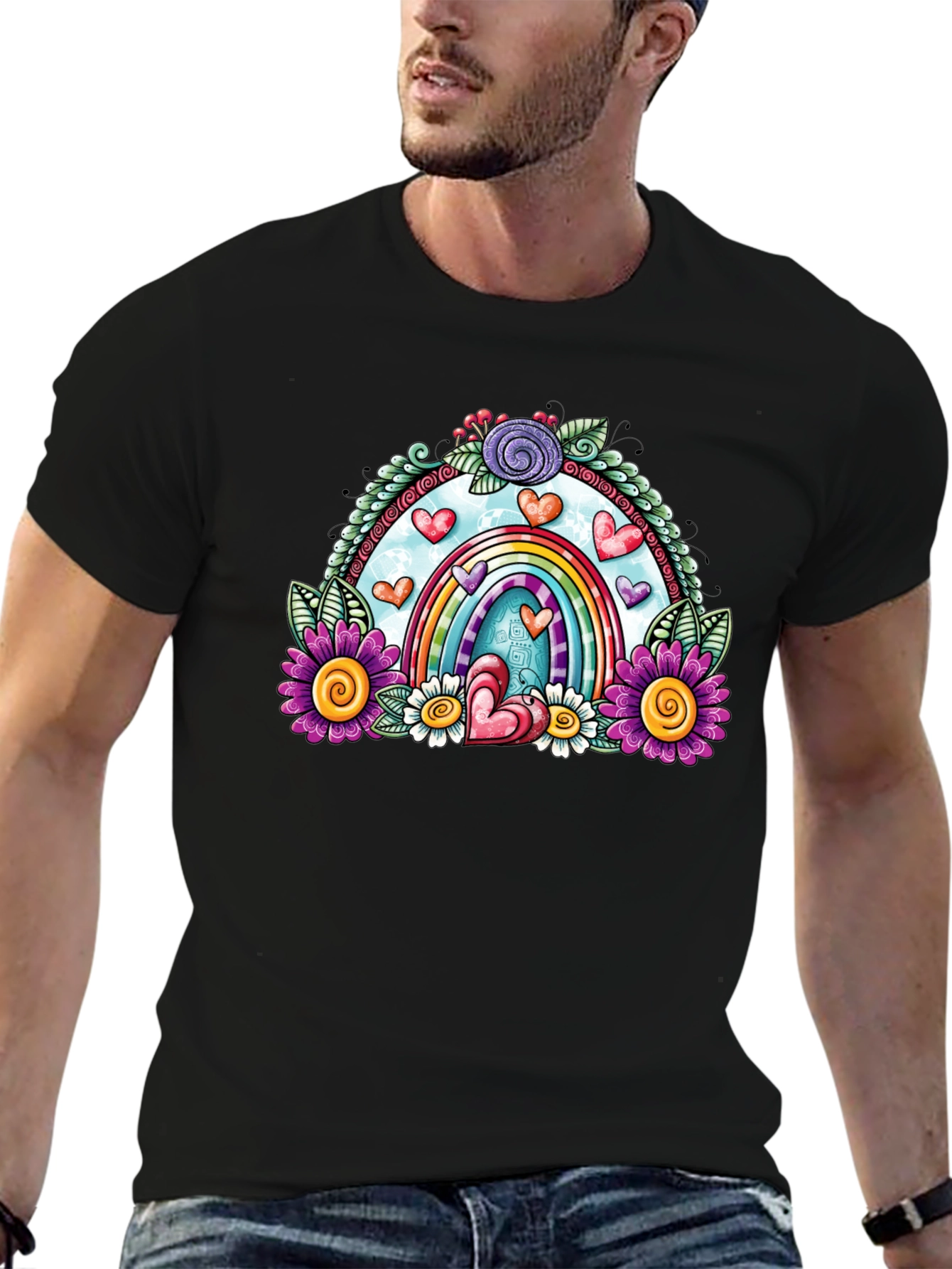 Rainbow Heart Floral T-Shirt
